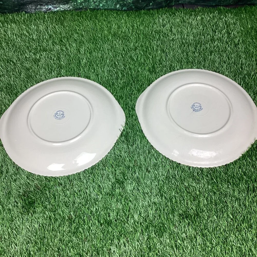Harker Ware Pottery Platter Plates Gray Set of 2